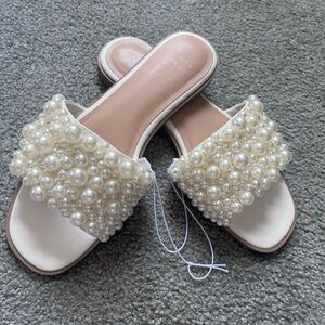 Women’s Jasmine Pearl Slide Sandals with Memory Foam Insole - A New Day